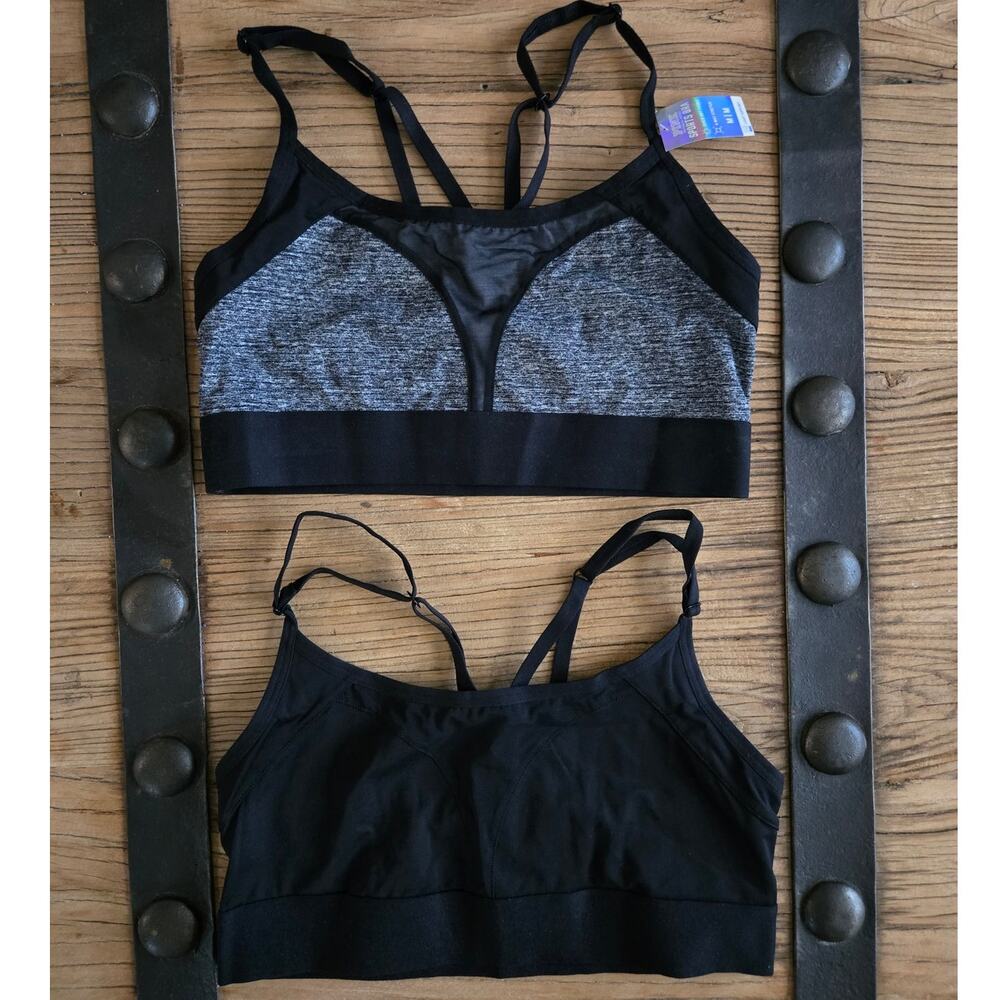 Victoria's Secret PINK Ultimate Gray and Black Sports Bra Bundle sz M New